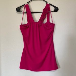 Hot pink tank top with floral shoulder straps